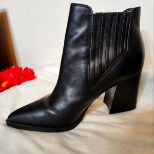 Marc Fisher Womens Ellard Pointy Toe Boots Ankle Booties Classic Leather Black